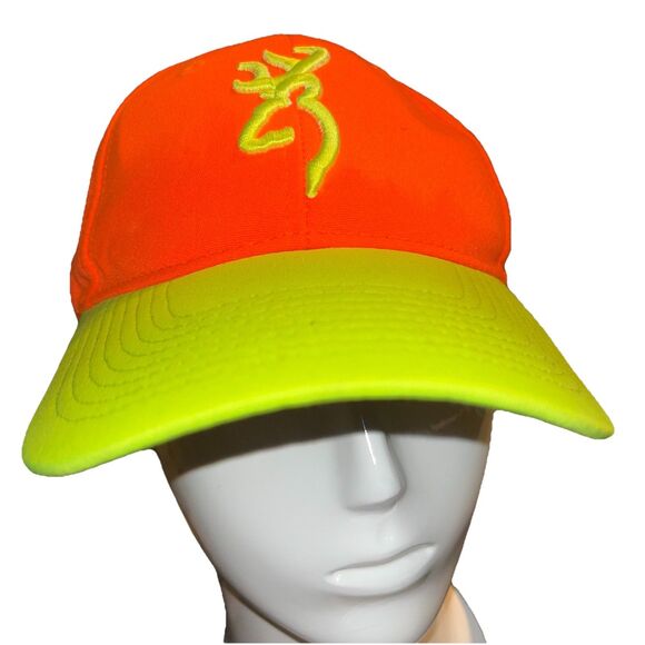 Browning Blaze Orange Neon Yellow Hi Viz Buckmark Baseball Hat Cap Hunting OSFA - Picture 1 of 8